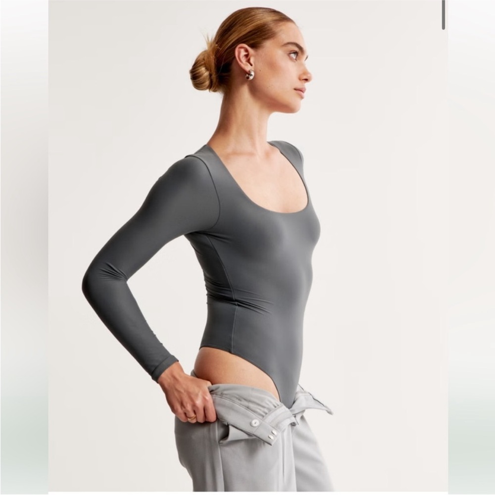 Abercrombie & Fitch Charcoal Long Sleeve Bodysuit